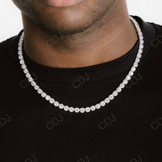 Cluster Round Cut Diamond Hip Hip Tennis Necklace  customdiamjewel   