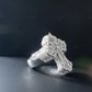 925 Silver Baguette Diamond Fleur De Lis Cross Ring hip hop ring customdiamjewel