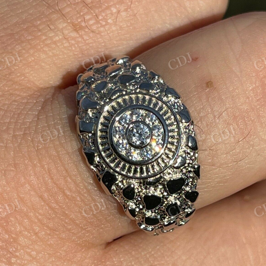 Round Cut Moissanite Hip Hop Nugget Ring  customdiamjewel   