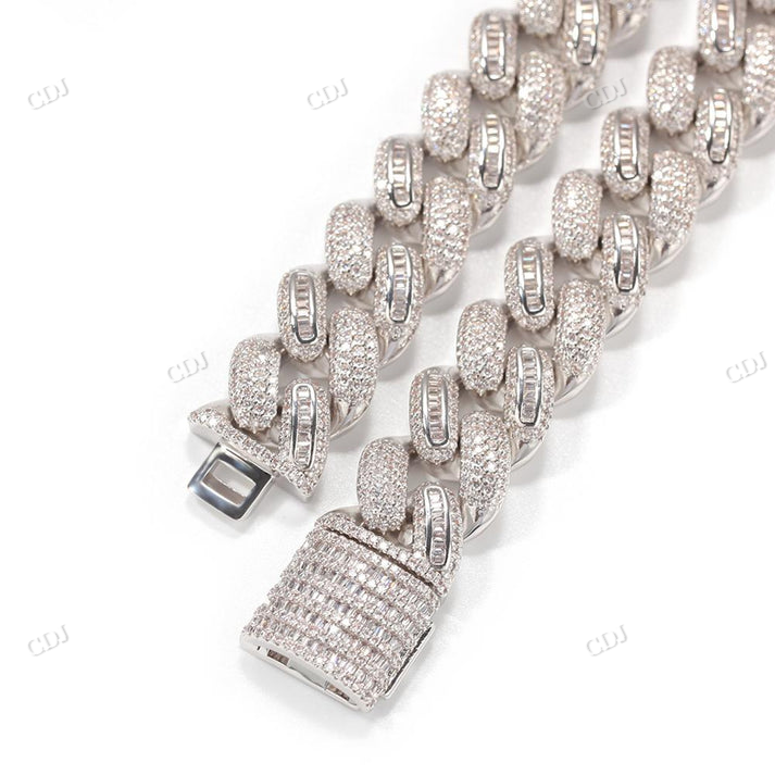 Iced Out 15MM Baguette Diamond Gold Cuban Chain hip hop jewelry CustomDiamJewel