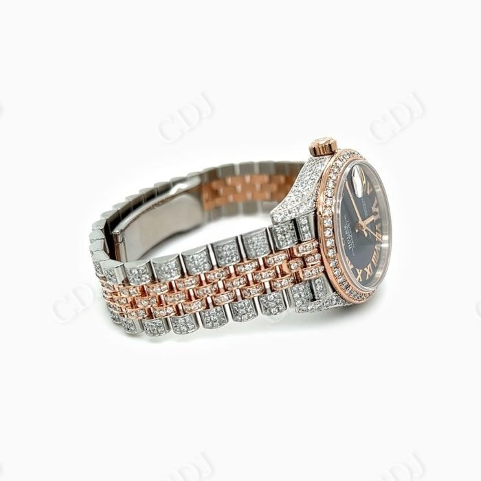 Customized Fully Iced Out Black Dial Rolex Watch customdiamjewel