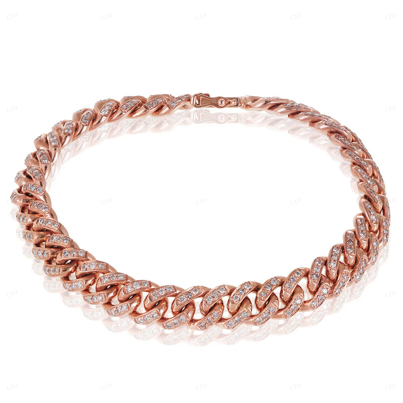 VVS Moissanite Rose Gold Cuban Link bracelet For Men CustomDiamJewel