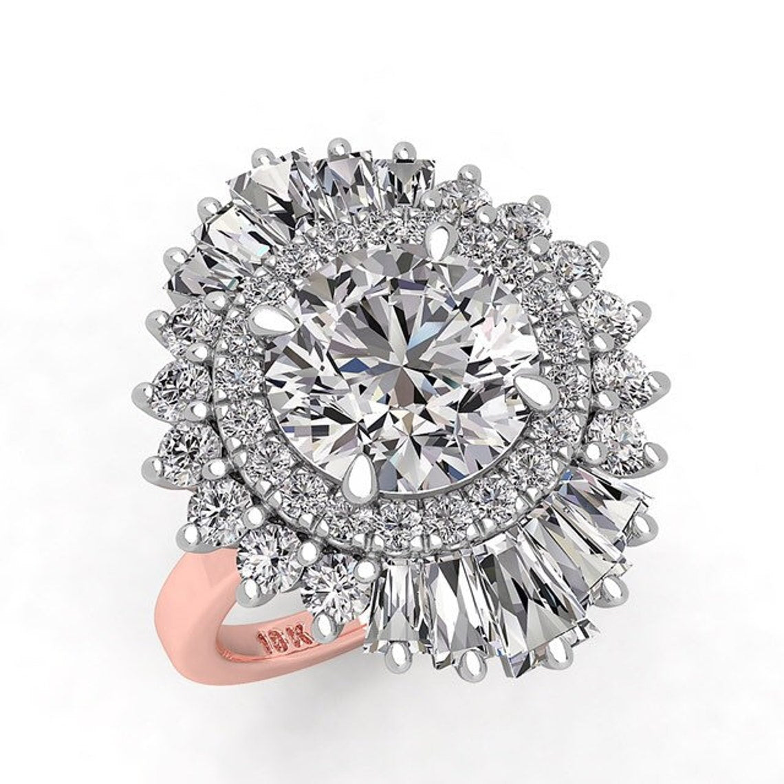 Round Cut Art Deco Style Engagement Ring  customdiamjewel   