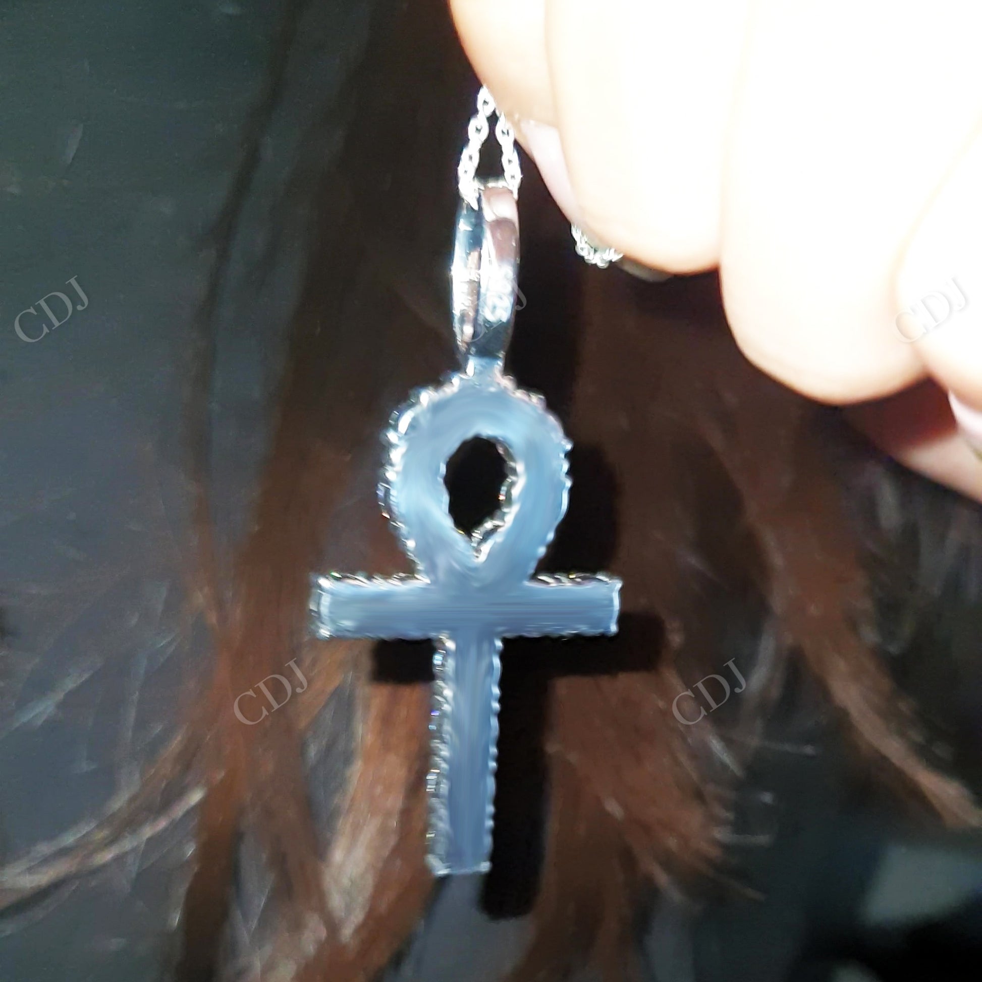 Round Moissanite Silver Ankh Cross  Pendant hip hop jewelry customdiamjewel   