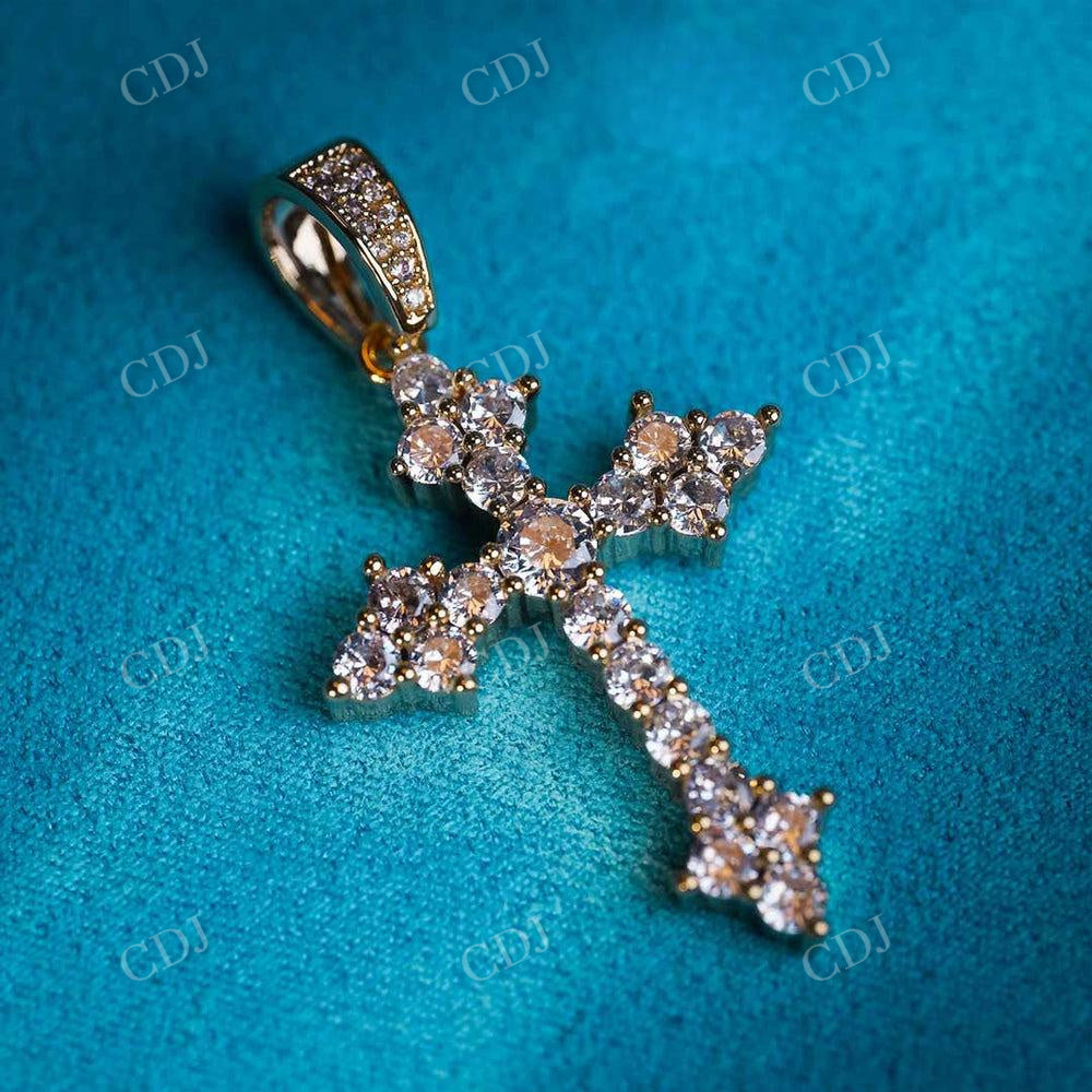 Round Cut Cross Diamond Pendant  customdiamjewel   