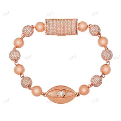 14K Gold Evil Eye Diamond Ball Bracelet hip hop jewelry CustomDiamJewel