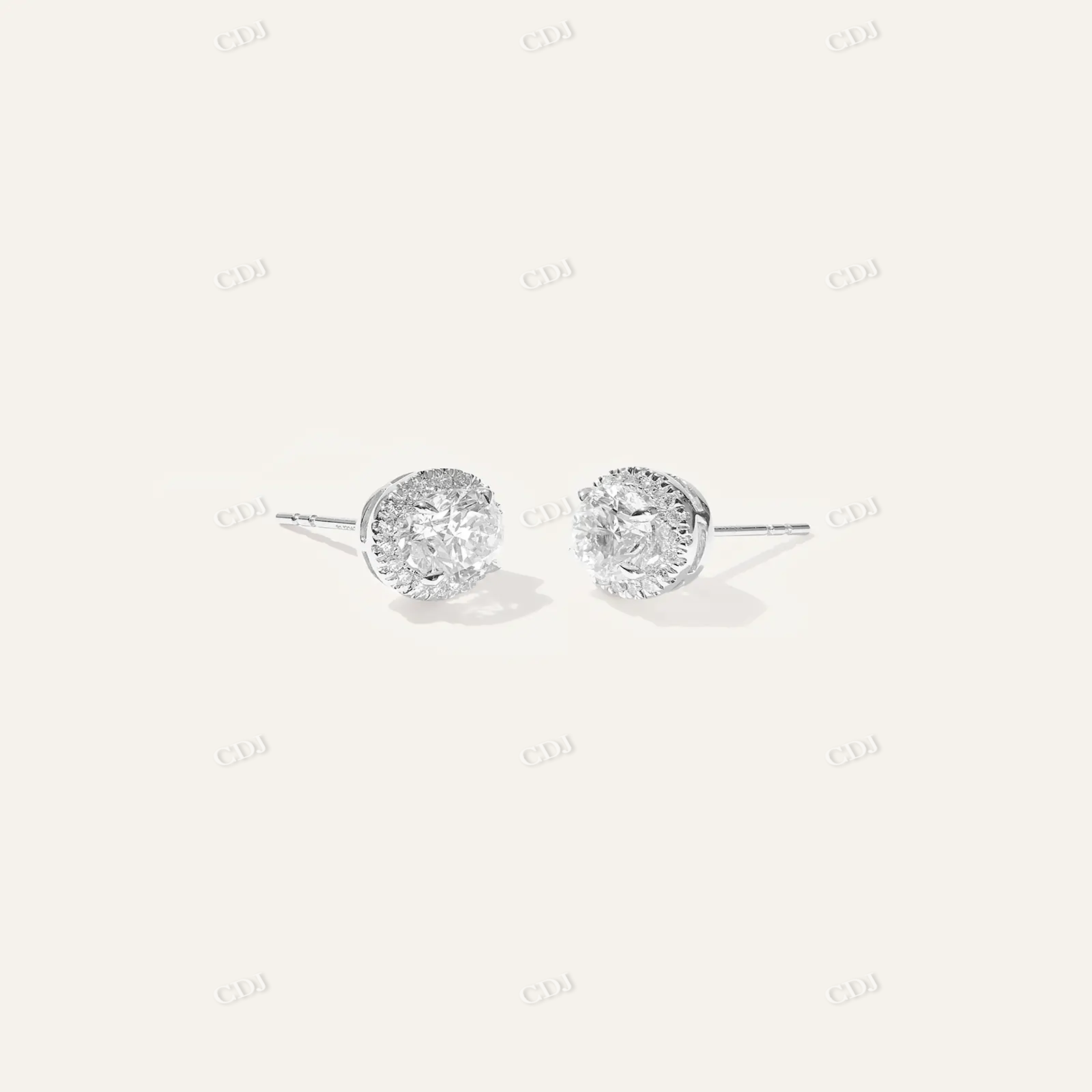 Sterling Silver Moissanite Halo Earring customdiamjewel