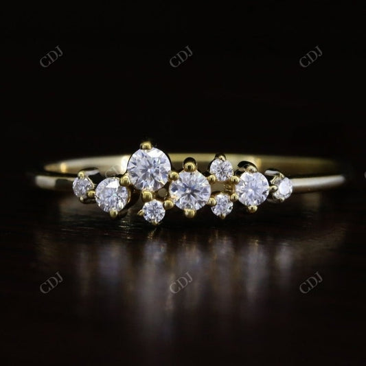 14K Solid Gold Dainty Cluster Diamond Band  customdiamjewel   