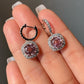 Colored Round Cut Halo Moissanite Earrings