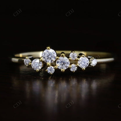 0.25CTW Cluster Round Cut Lab Grown Diamond Wedding Band  customdiamjewel 10KT Yellow Gold VVS-EF