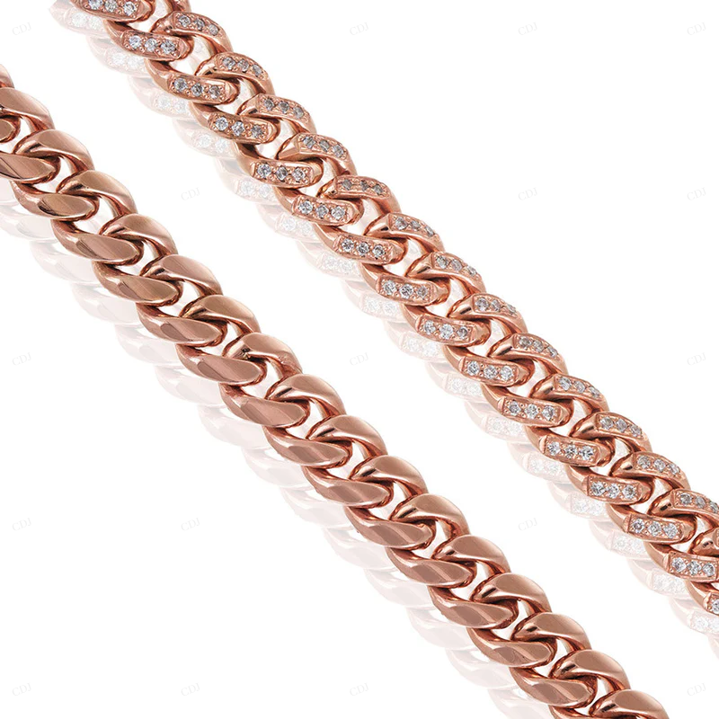 VVS Moissanite Rose Gold Cuban Link bracelet For Men CustomDiamJewel