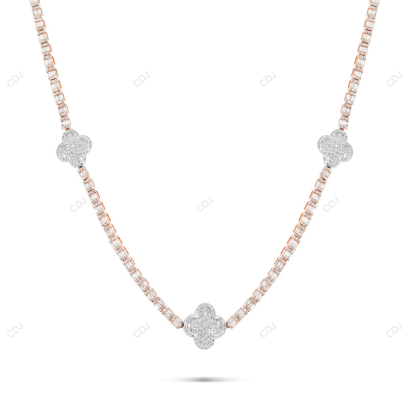 VVS Moissanite 925 Silver Clover Chain For Men And Women CustomDiamJewel