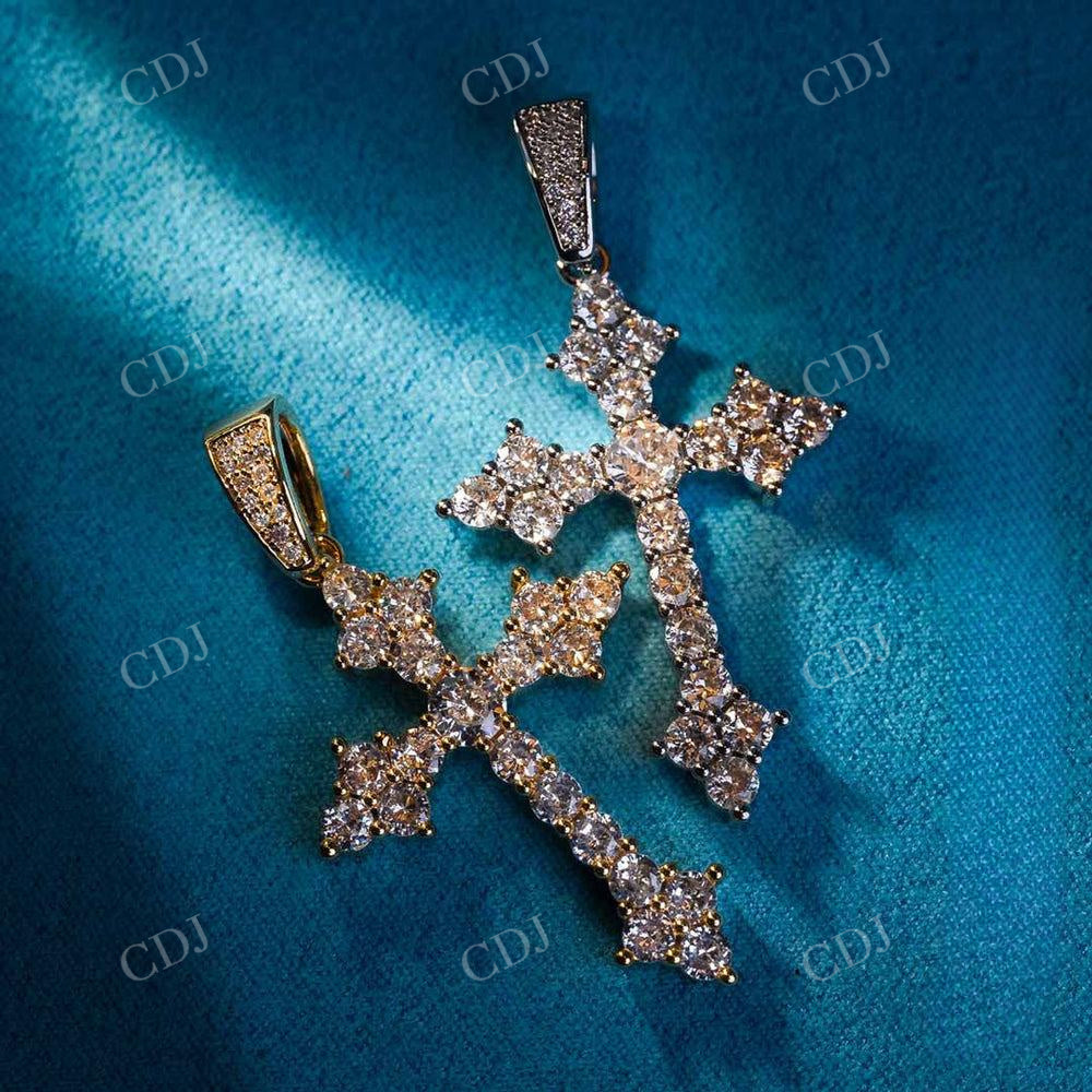 Round Cut Cross Diamond Pendant  customdiamjewel   