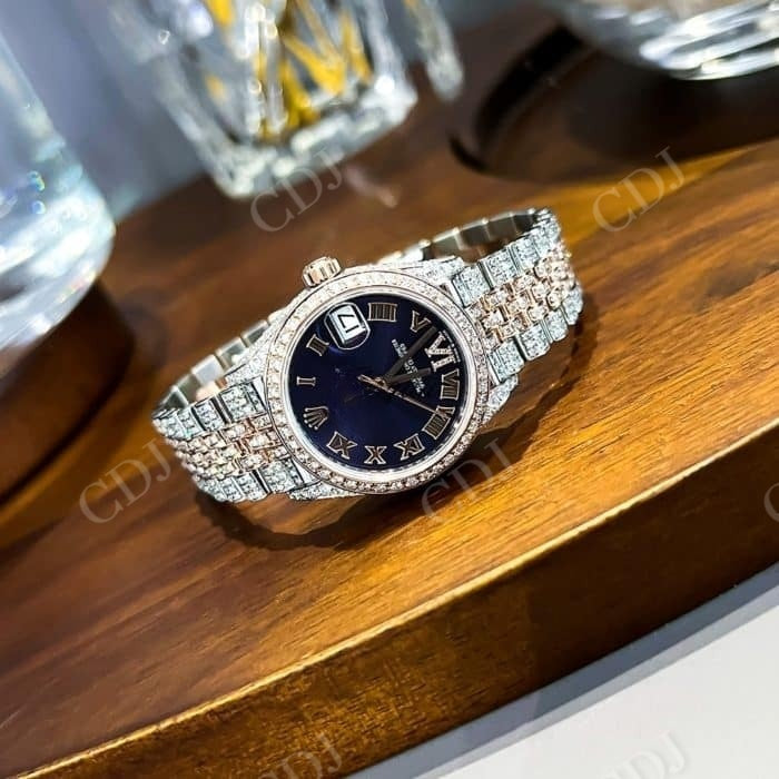 Customized Fully Iced Out Black Dial Rolex Watch customdiamjewel