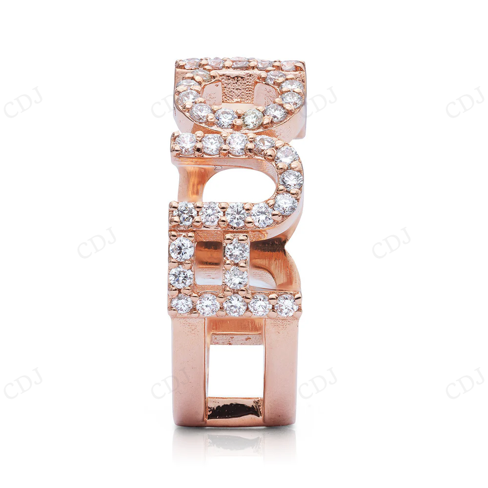 Iced Out 14k Rose Gold Letter Ring For Men hip hop jewelry CustomDiamJewel