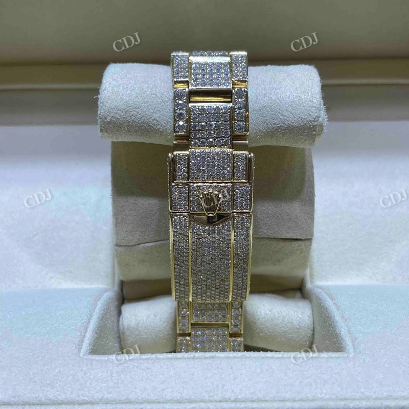 Full Yellow Rolex Sky Dweller Bust Down VVS D Moissanite Watch For Men customdiamjewel
