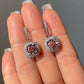 Colored Round Cut Halo Moissanite Earrings