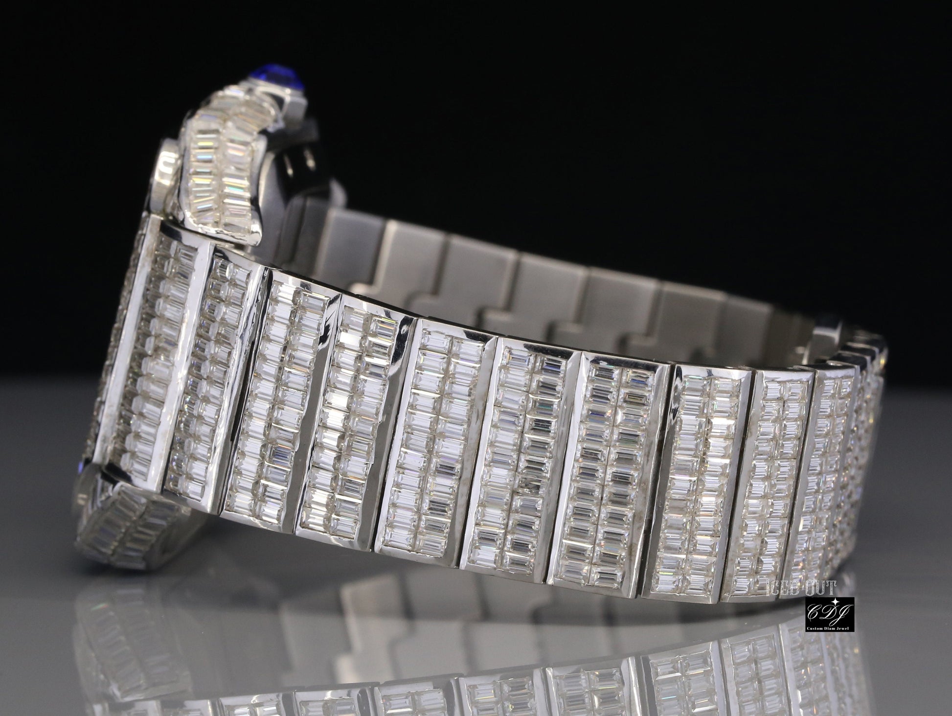 Custom Baguette Diamond Cartier Watch Men's Iced Out Hip Hop Watch customdiamjewel