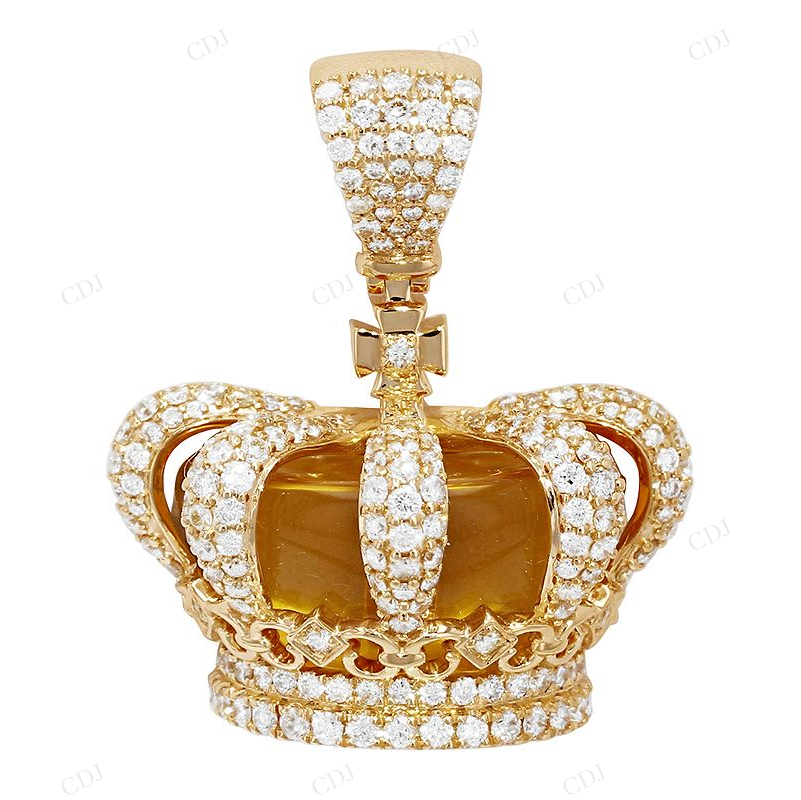 1.95 CTW Moissanite Sterling Silver Crown Pendant CustomDiamJewel