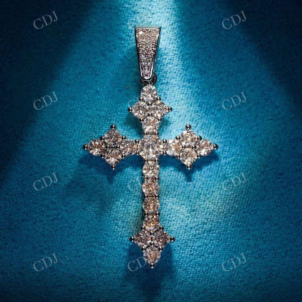 Round Cut Cross Diamond Pendant  customdiamjewel   