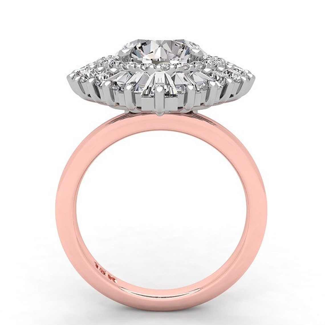 Round Cut Art Deco Style Engagement Ring  customdiamjewel   