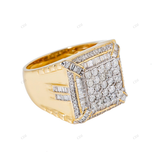 Iced Out Square Cluster Moissanite Men's Ring hip hop jewelry customdiamjewel
