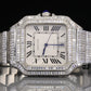 Fully Iced Out Cartier Baguette Men's Bust Down Hip Hop Watch customdiamjewel