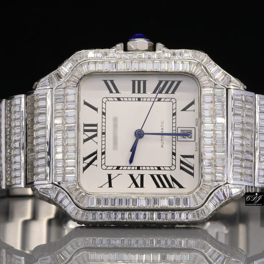 Fully Baguette Setting Cartier Natural Diamond Watch hip hop jewelry customdiamjewel