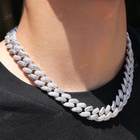 Iced Out 15MM Baguette Diamond Gold Cuban Chain hip hop jewelry CustomDiamJewel