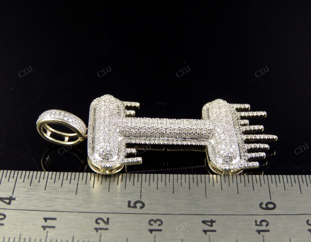 2" 1.4 CTW 10K Solid Gold Diamond Letter 'I' Initial Drip Pendant CustomDiamJewel