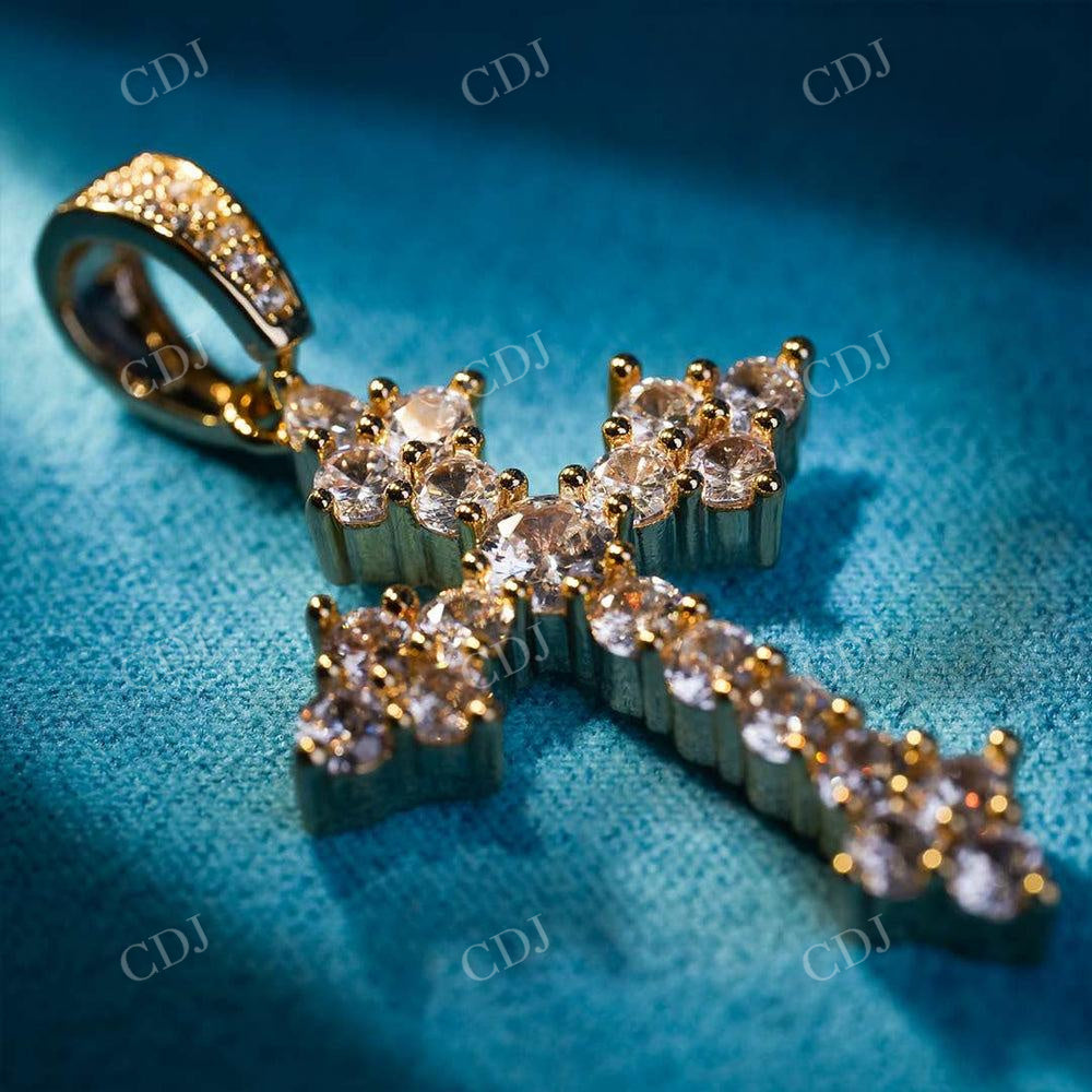 Round Cut Cross Diamond Pendant  customdiamjewel   