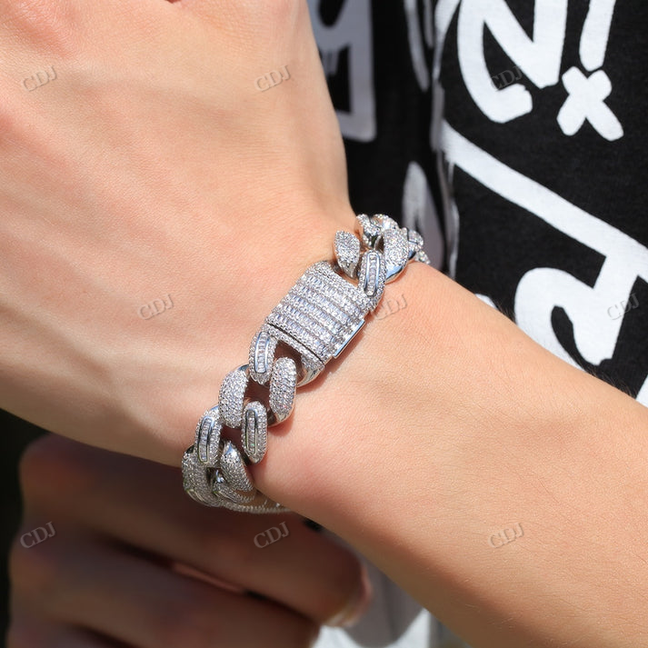Iced Out 15MM Baguette Diamond Gold Cuban Chain hip hop jewelry CustomDiamJewel