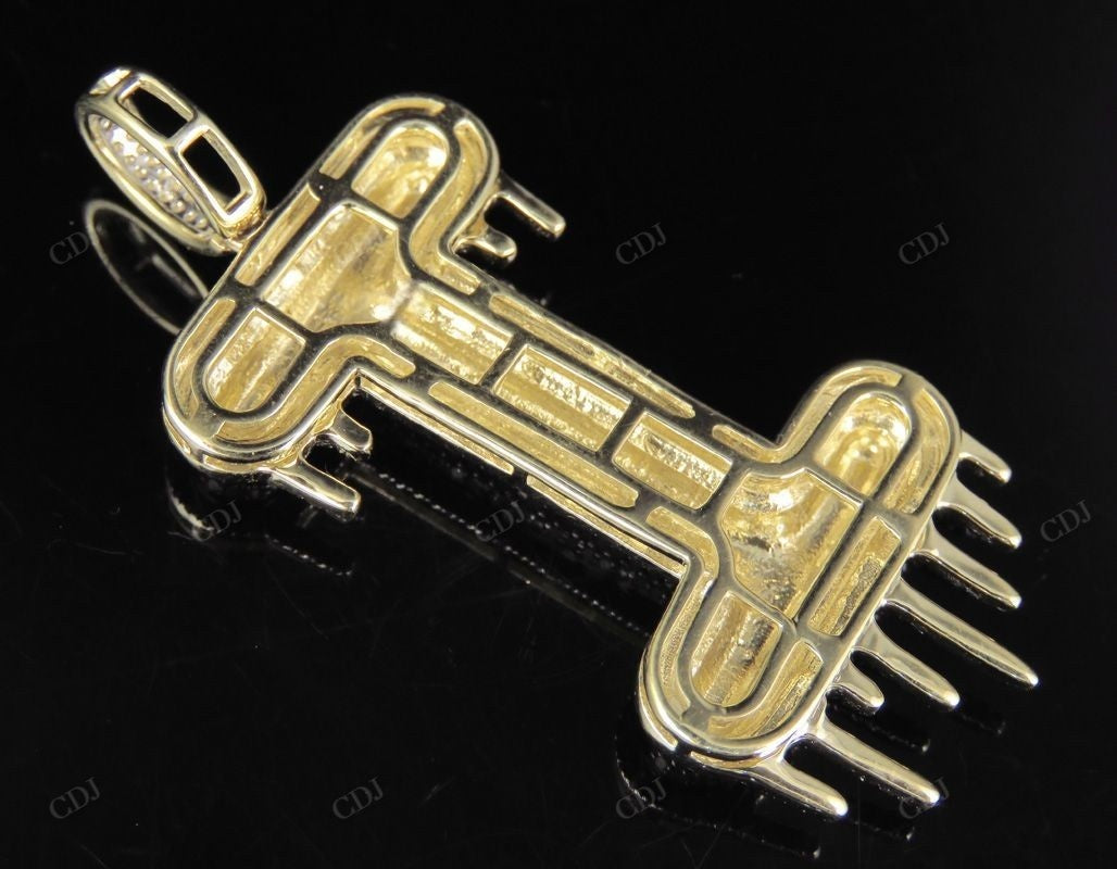 2" 1.4 CTW 10K Solid Gold Diamond Letter 'I' Initial Drip Pendant CustomDiamJewel