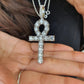 Round Moissanite Silver Ankh Cross  Pendant hip hop jewelry customdiamjewel   