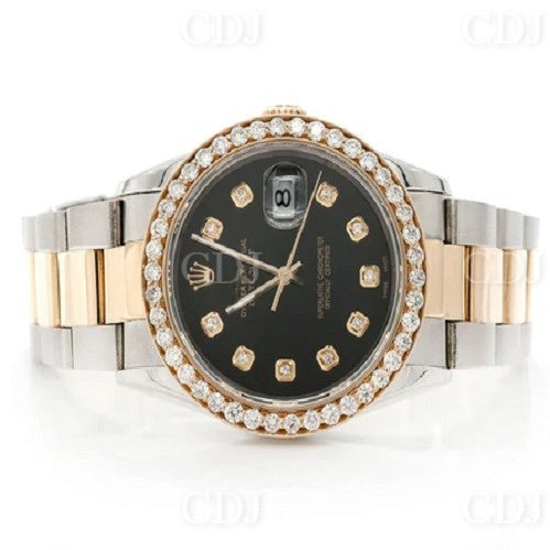 Rolex Oyster Black Face Bezel Set Watch customdiamjewel