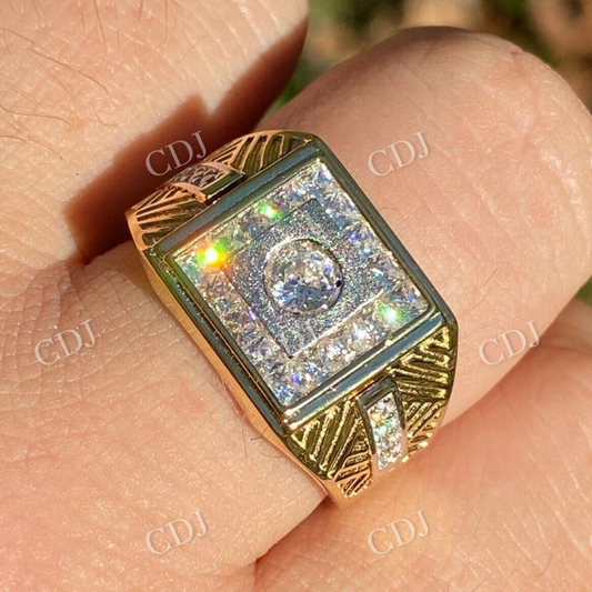 14k Yellow Gold Iced Baguette Statement Ring  customdiamjewel   
