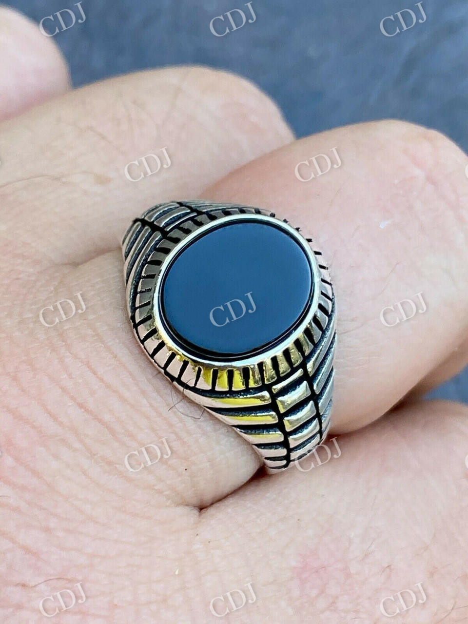 Black Onyx Signet Ring  customdiamjewel   