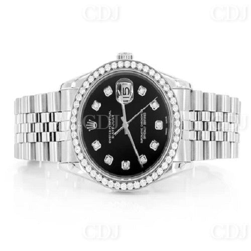 Black Dial Rolex Natural Diamond luxury Men's Watch customdiamjewel