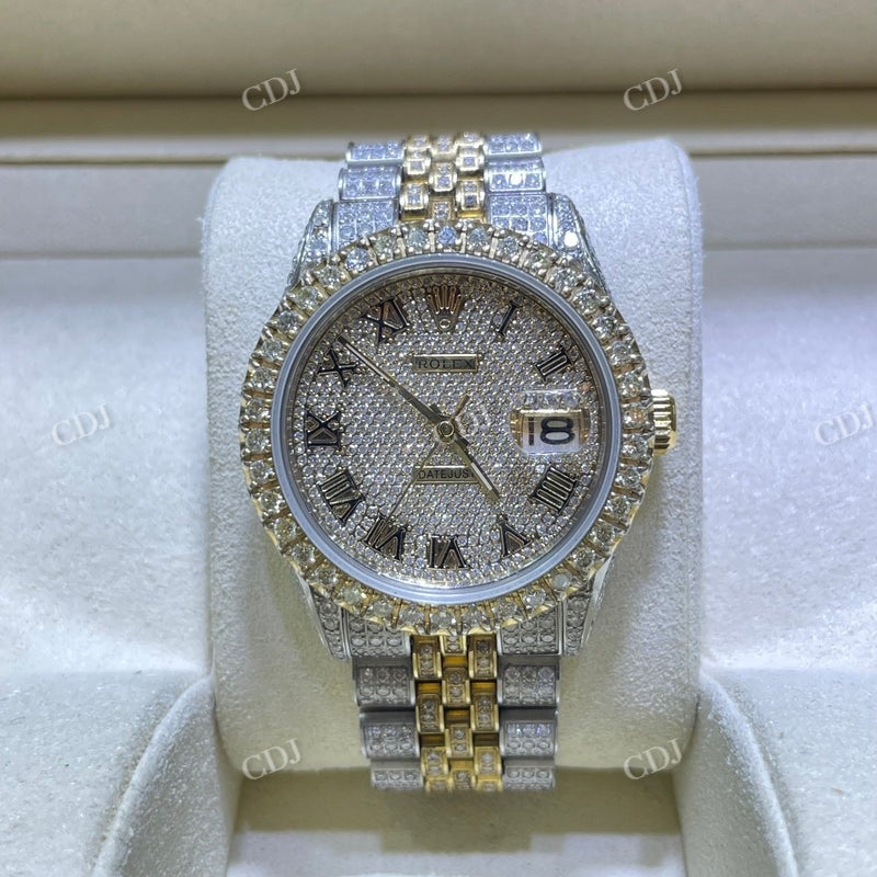 Rolex Jubilee Yellow White Bust Down VVS Moissanite Watch For Men customdiamjewel