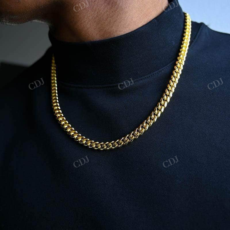 Daily Wear Plain Cuban Chain Yellow Gold For Boy's  customdiamjewel   