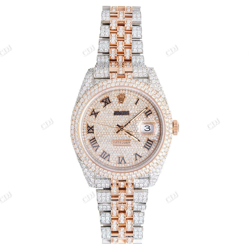 Customized Two Tone Roman Dial Rolex Watch customdiamjewel