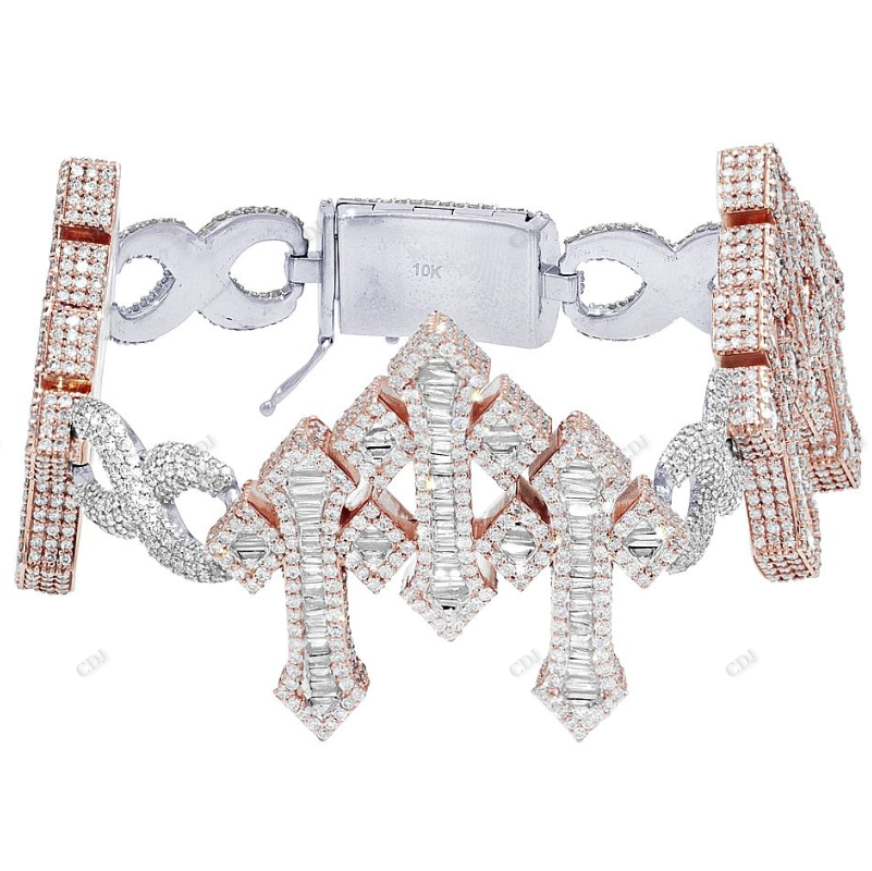Luxury Cross Baguatte Moissanite Infinity Style Mens Bracelet