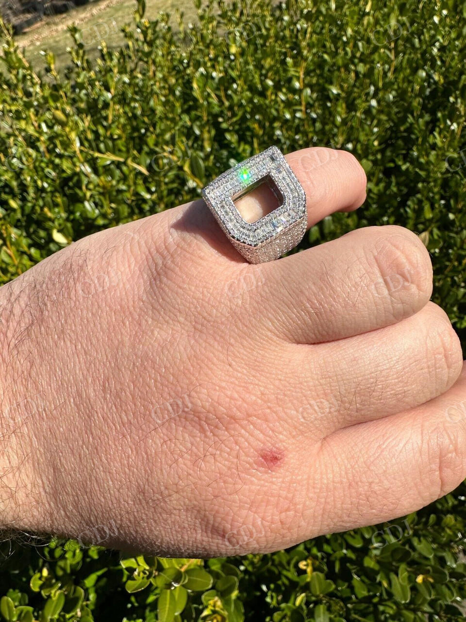 Large Initial Letter A-Z Iced Baguette Hip Hop Ring  customdiamjewel   