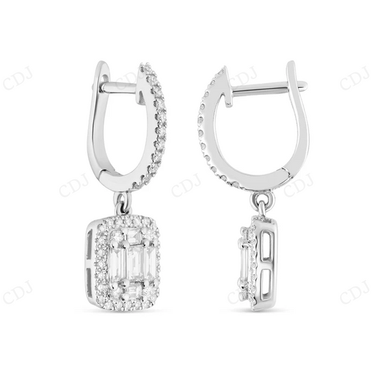 Baguette Diamond Square Drop Earrings Stud earrings CustomDiamJewel