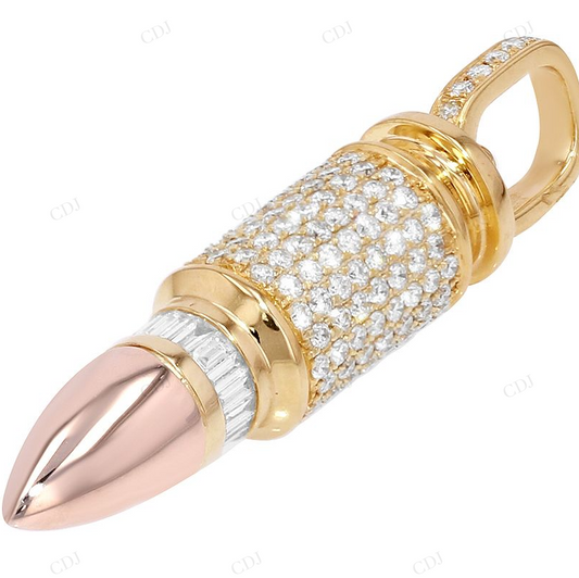 1.55 CTW Moissanite Custom 925 Silver Bullet Pendant CustomDiamJewel