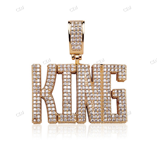 KING Letter Moissanite Diamond Pendant hip hop jewelry CustomDiamJewel
