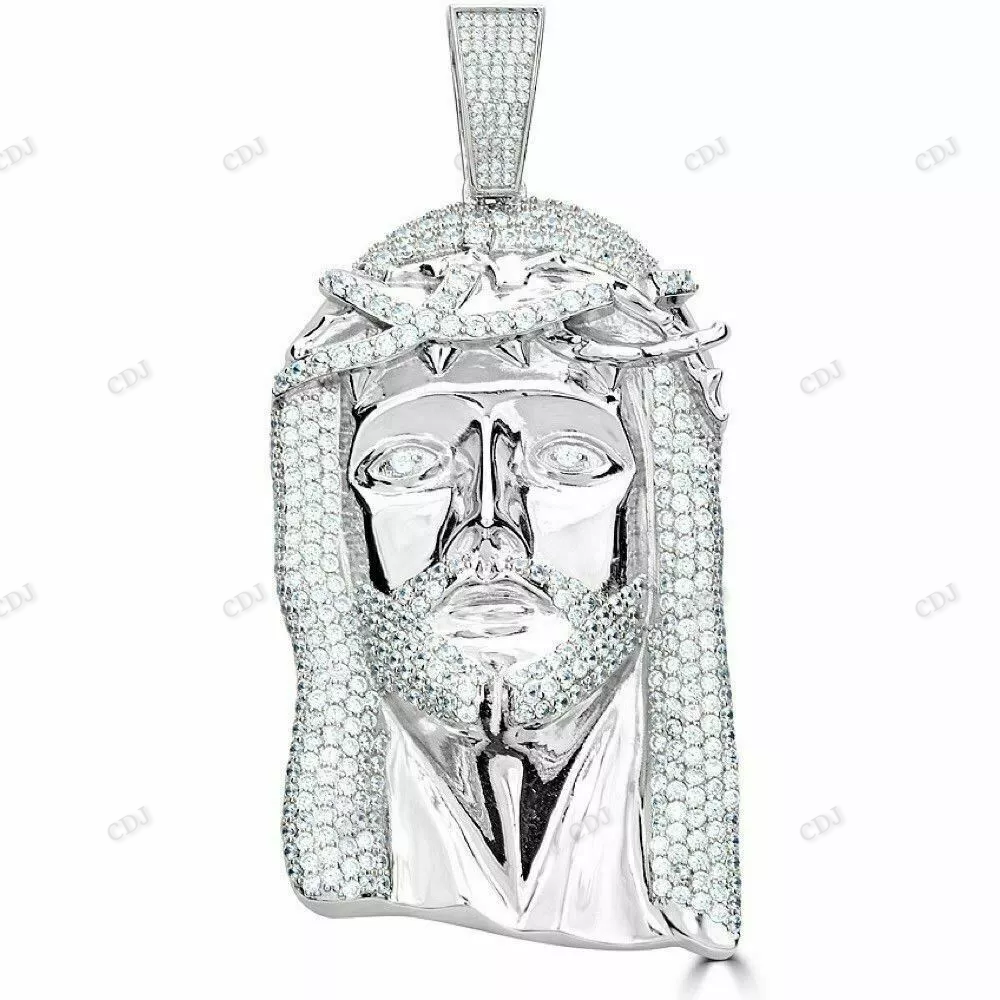 Hip Hop Fully Iced Out Jesus Head Pendant hip hop jewelry CustomDiamJewel