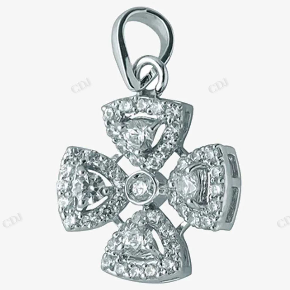 Sterling Silver Trillion Flower Moissanite Pendant hip hop jewelry CustomDiamJewel