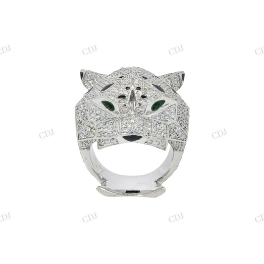 Sterling Silver Panther Emerald Eye Ring hip hop ring customdiamjewel