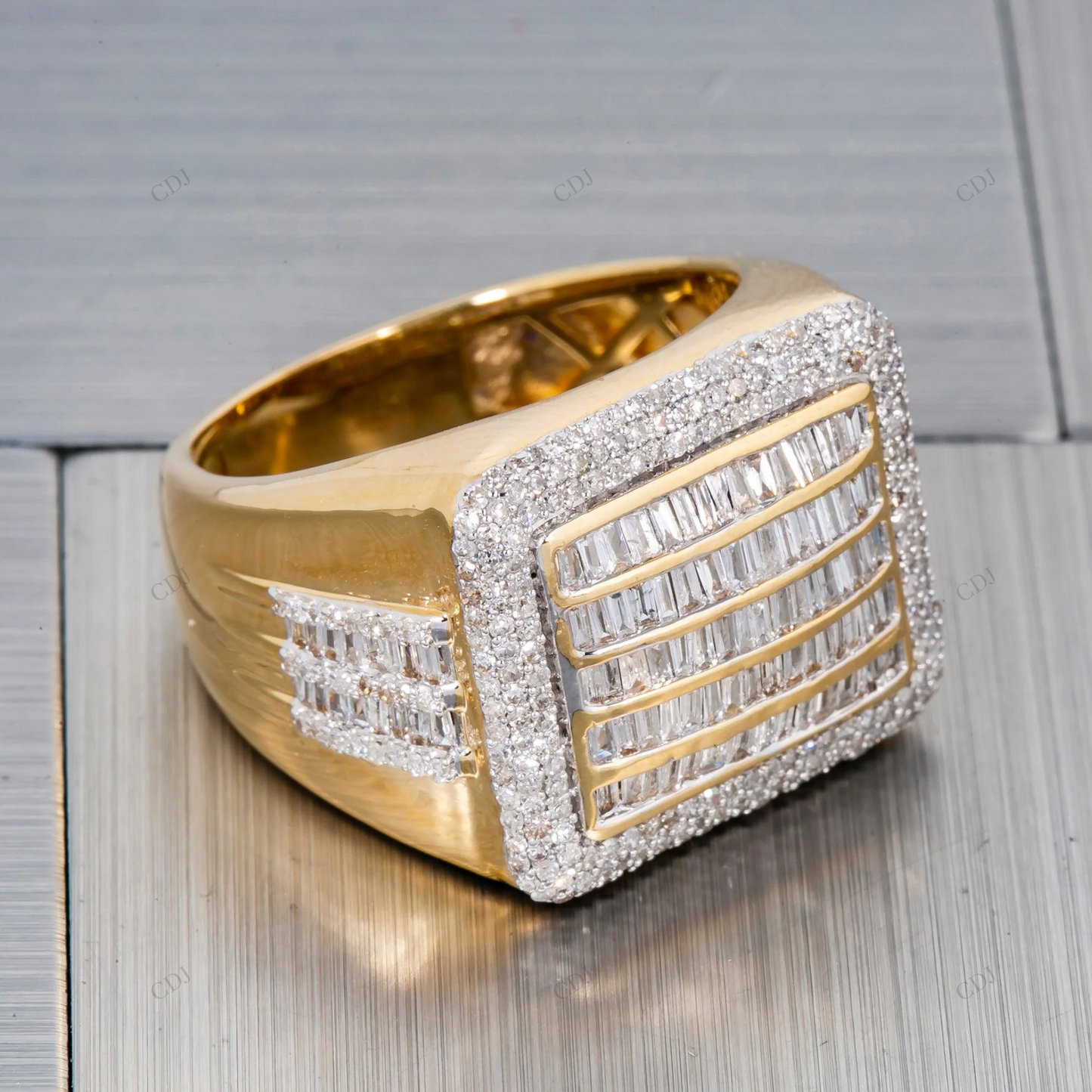 VVS Baguette Moissanite Iced Out Men's Ring hip hop jewelry customdiamjewel